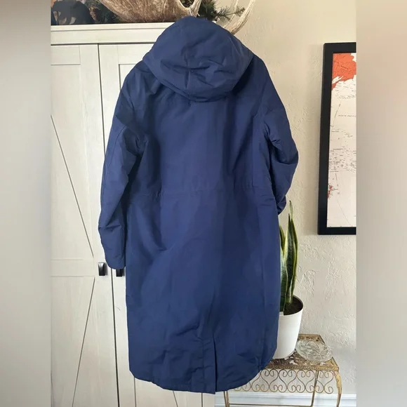 Lands’ End Squall Hooded Long Parka Winter Lined Warm Coat Parka Navy Blue - Picture 4 of 15